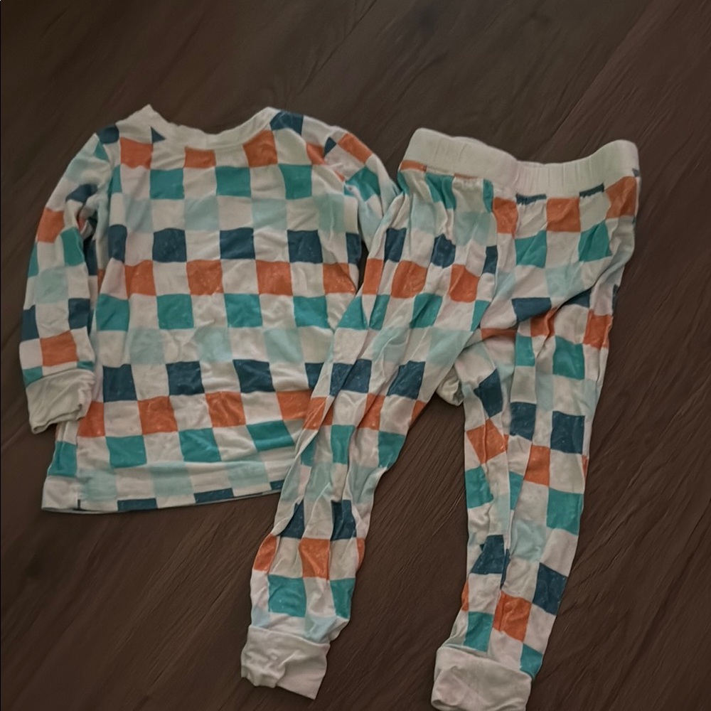 Orange and Blue Geometric Pajama Set